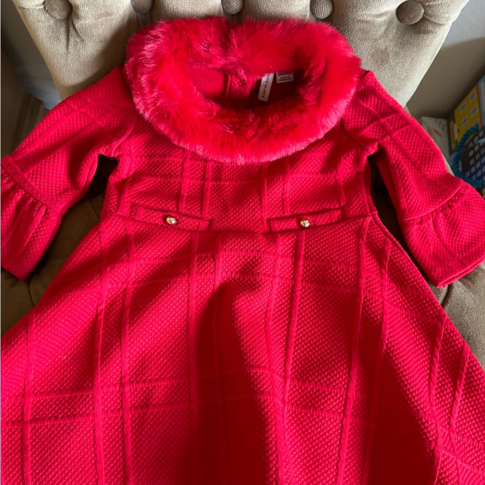 Janie and Jack Red Formal Dress with Plush Collar